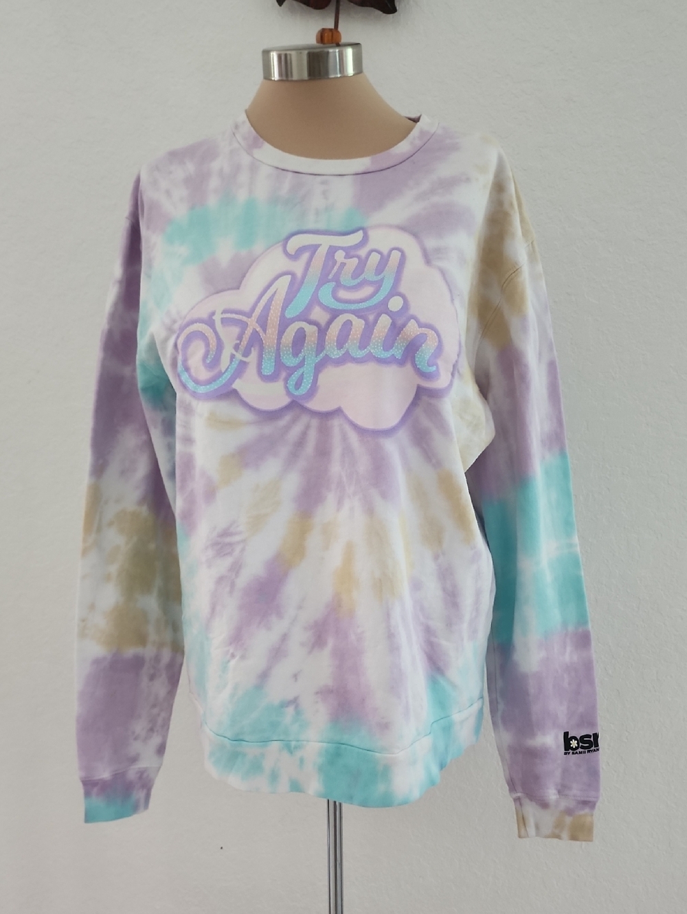 BSR | Try Again Tie-Dye Graphic Sweatshirt - Pastel Multicolor